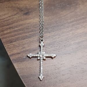 Elegant Crystal Cross Pendant Necklace